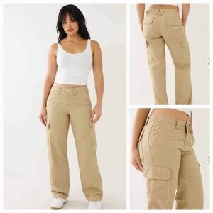 NWT True Religion MILITARY SINGLE NEEDLE CARGO PANT Size 27 Utility Relaxed Jean
